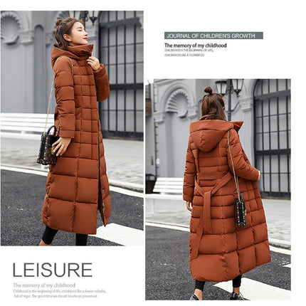 Women's Long Down Jacket Maxi Puffer Thickened Coat with Faux Fur Hood