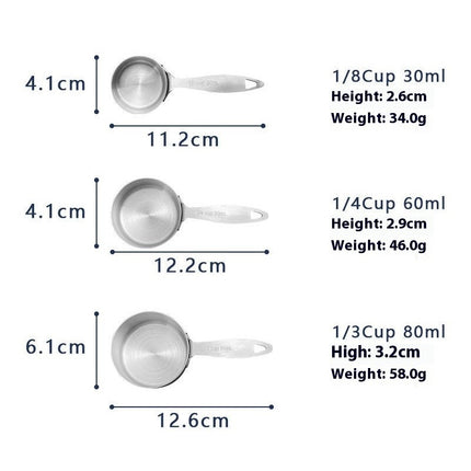 Measuring Cups and Spoons Set Stainless Steel Heavy Duty Ergonomic Handle with Ring Connector Cooking Set