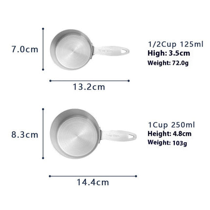 Measuring Cups and Spoons Set Stainless Steel Heavy Duty Ergonomic Handle with Ring Connector Cooking Set