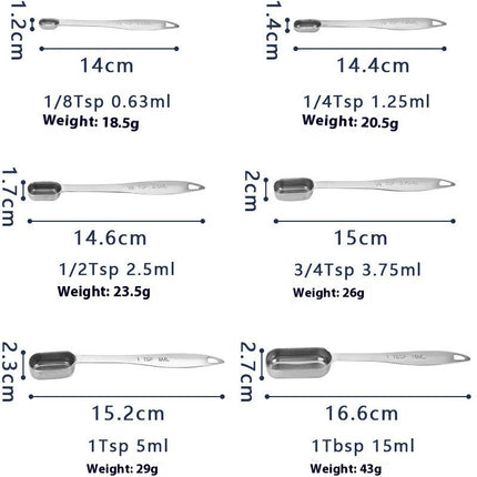 Measuring Cups and Spoons Set Stainless Steel Heavy Duty Ergonomic Handle with Ring Connector Cooking Set