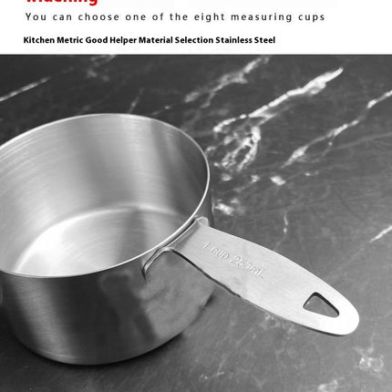 Measuring Cups and Spoons Set Stainless Steel Heavy Duty Ergonomic Handle with Ring Connector Cooking Set