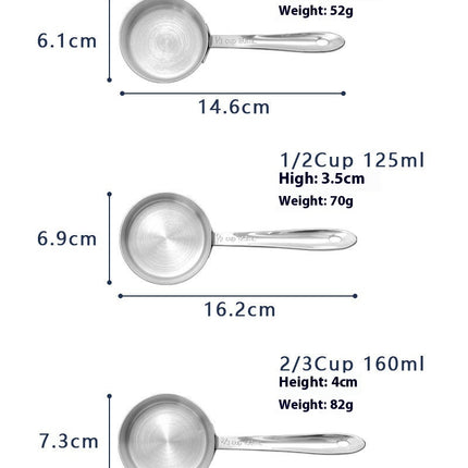 Stainless Steel Measuring Cups Heavy Duty Measuring Cup Set with Storage Ring and Cooking Nesting Set