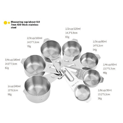 Measuring Cups and Spoons Set Stainless Steel Stackable Heavy Cups Spoons for Dry or Wet Ingredients