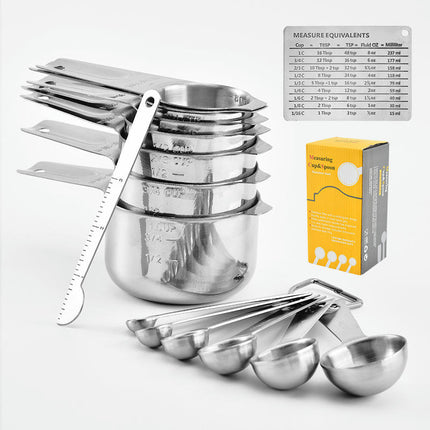 Measuring Cups and Spoons Set Stainless Steel Stackable Heavy Cups Spoons for Dry or Wet Ingredients