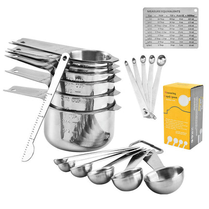 Measuring Cups and Spoons Set Stainless Steel Stackable Heavy Cups Spoons for Dry or Wet Ingredients