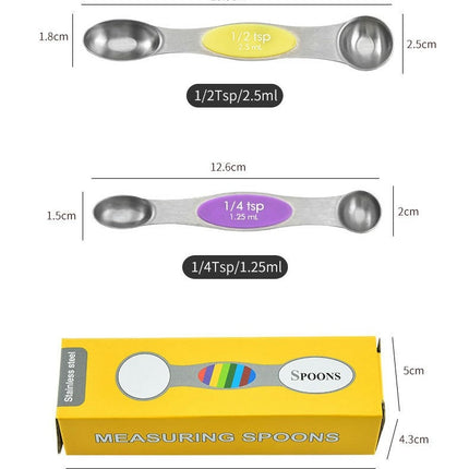 Magnetic Measuring Spoons Set Stainless Steel Stackable Dual Sided Teaspoons and Tablespoons for Baking