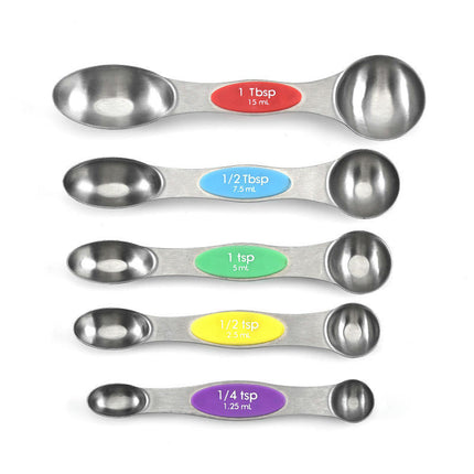 Magnetic Measuring Spoons Set Stainless Steel Stackable Dual Sided Teaspoons and Tablespoons for Baking