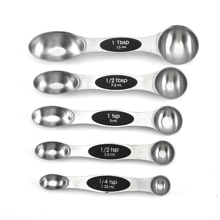 Magnetic Measuring Spoons Set Stainless Steel Stackable Dual Sided Teaspoons and Tablespoons for Baking