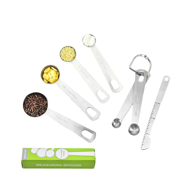 Measuring Spoon Set Stainless Steel Small Tablespoon Teaspoon with Level Stackable Metal Measuring Spoons