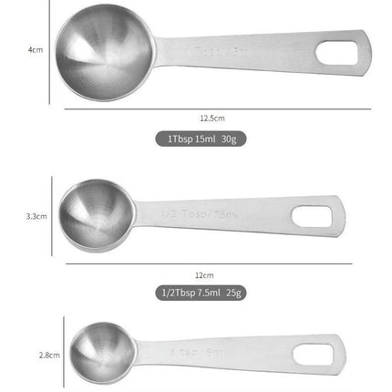 Measuring Spoons Set Stainless Steel - Stacking Metal Small Teaspoons Tablespoons Coffee Spice Jars Scoop