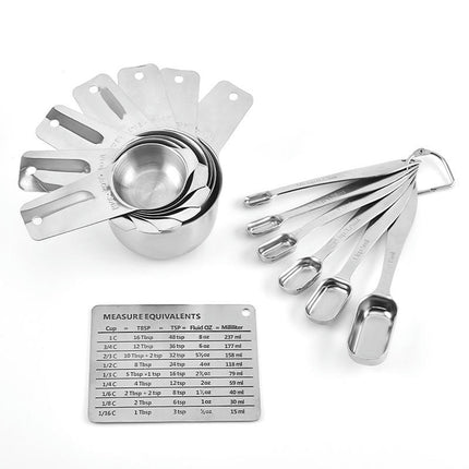 Measuring Cups and Spoons Set Stainless Steel Measuring Cups Set Dry Measurer Cups Measurement Spoons