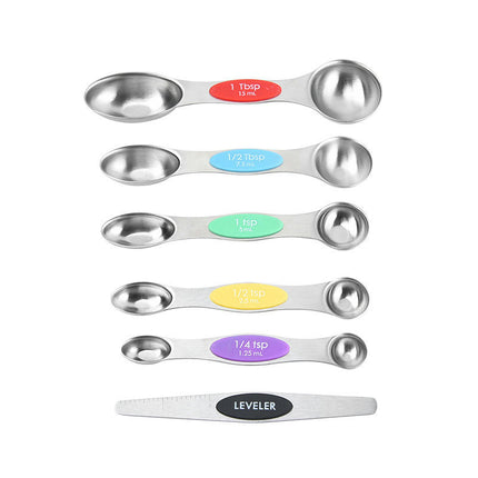 Magnetic Measuring Spoons Sets Double-Sided Spoons& Leveler Sets Stainless For Kitchen Dry or Liquid