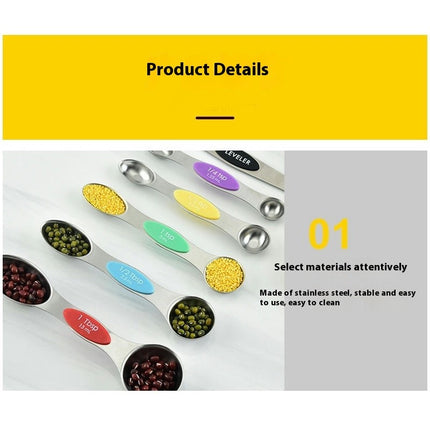 Magnetic Measuring Spoons Sets Double-Sided Spoons& Leveler Sets Stainless For Kitchen Dry or Liquid