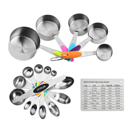 Magnetic Measuring Spoons and Measuring Cups Set Double-Sided Spoons& Leveler and Measuring Cups Set