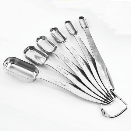 Stainless Steel Narrow Measuring Spoons Heavy Duty Metal Measuring Spoon with Long Handle and Engraved