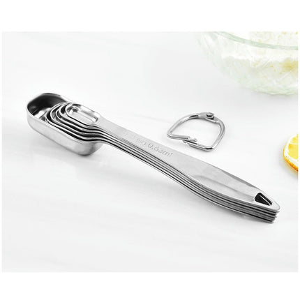 Stainless Steel Narrow Measuring Spoons Heavy Duty Metal Measuring Spoon with Long Handle and Engraved