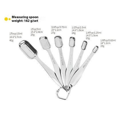 Stainless Steel Narrow Measuring Spoons Heavy Duty Metal Measuring Spoon with Long Handle and Engraved