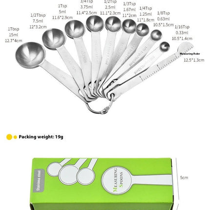 Stainless Steel Measuring Spoons Set Including leveler for Baking and Cooking Fits in Spice Jars Metal Set