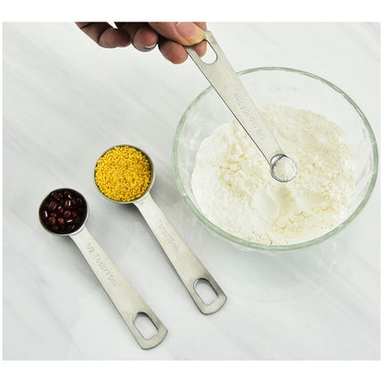 Stainless Steel Measuring Spoons Set Including leveler for Baking and Cooking Fits in Spice Jars Metal Set