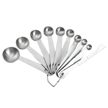 Stainless Steel Measuring Spoons Set Including leveler for Baking and Cooking Fits in Spice Jars Metal Set