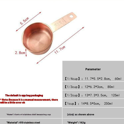 Stainless Steel Measuring Cup Set Nested and Stackable with Sturdy Extra-Long Handles with Lasered Markings