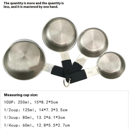 Measuring Cups and Spoons Food Grade Stainless Steel Metal Measure Cups and Spoons Set Thickness Handle