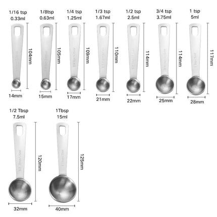 Measuring Spoons Piece Measuring Spoons Set Stainless Steel Round Heavy Duty Mirror Polished for Cooking