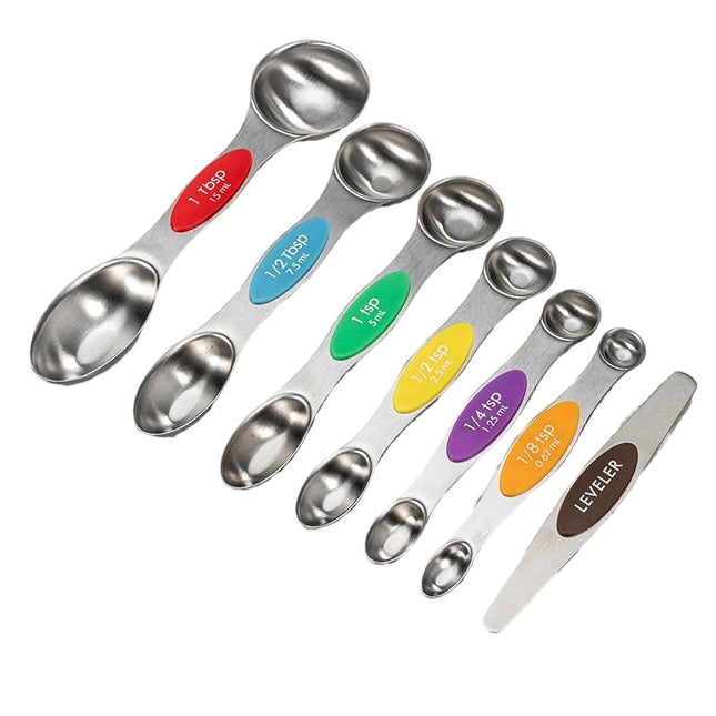 Magnetic Measuring Spoons Set Stainless Steel with Leveler Stackable Metal Tablespoon Measure Spoons