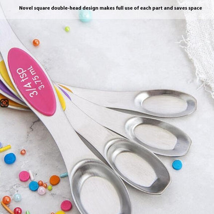 Magnetic Measuring Spoons Set Stainless Steel Dual Sided Spoons Set of Stackable Teaspoon Tablespoon