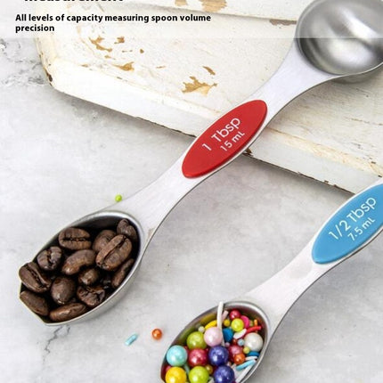 Magnetic Measuring Spoons Set Stainless Steel Dual Sided Spoons Set of Stackable Teaspoon Tablespoon