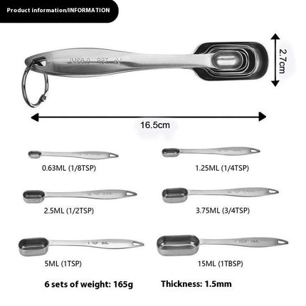 Measuring Spoons Set with Leveler Stainless Steel Measuring Spoons Metal Long Handle Measuring Spoons