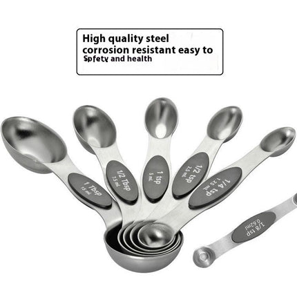 Magnetic Measuring Spoons Set Stainless Steel Stackable Dual Sided Teaspoon Tablespoon for Measuring