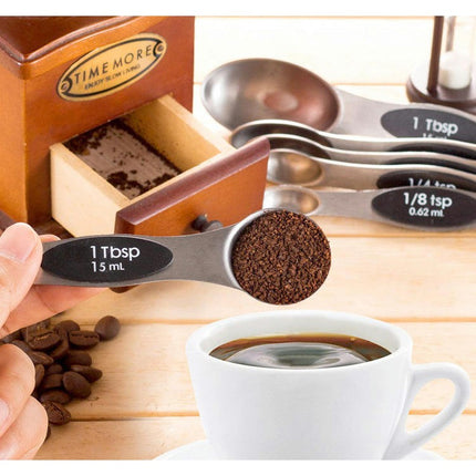 Magnetic Measuring Spoons Set Stainless Steel Stackable Dual Sided Teaspoon Tablespoon for Measuring