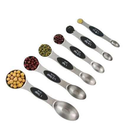 Measuring Cup and Magnetic Measuring Spoons Set Stainless Steel Nesting Measuring Cup & Double Sided Spoons