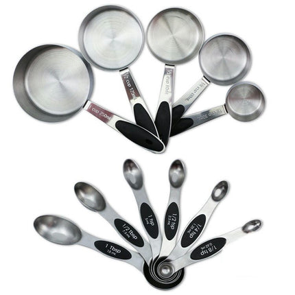 Measuring Cup and Magnetic Measuring Spoons Set Stainless Steel Nesting Measuring Cup & Double Sided Spoons