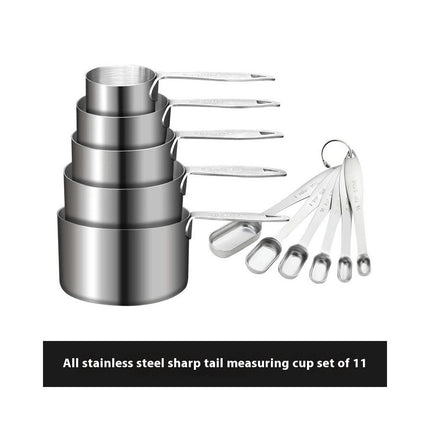 Measuring Cups & Spoons Set - Ideal for Dry and Liquid Including Etched Markings and Removable Clasp