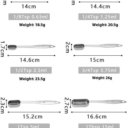 Measuring Cups & Spoons Set - Ideal for Dry and Liquid Including Etched Markings and Removable Clasp