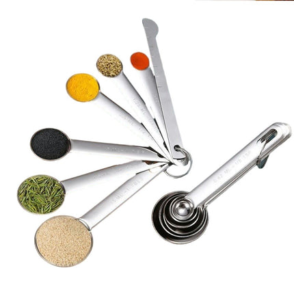 Stainless Steel Metal Measuring Spoons Set Including Leveler for Dry or Liquid Small Tablespoon Teaspoons