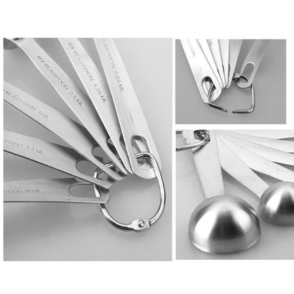 Stainless Steel Metal Measuring Spoons Set Including Leveler for Dry or Liquid Small Tablespoon Teaspoons