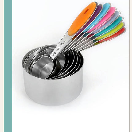 Measuring Cups and Spoons Set Nesting Stainless Steel Measuring Cups Set with Soft Touch Baking Tool