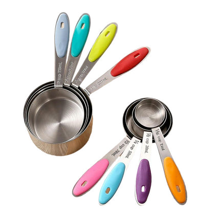 Measuring Cups and Spoons Set Nesting Stainless Steel Measuring Cups Set with Soft Touch Baking Tool