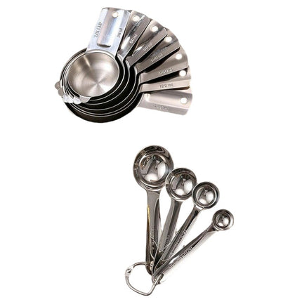 Stainless Steel Measuring Cups And Measuring Spoons Piece Set for Dry or Liquid Kitchen Cooking Tool Set