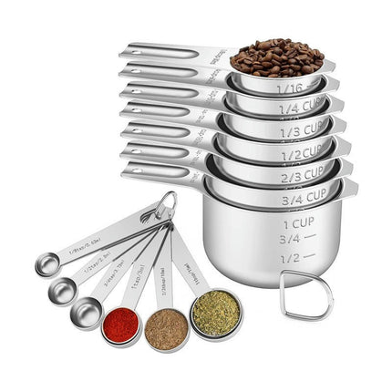 Stainless Steel Measuring Cups and Measuring Cups and Spoons Set of With for Dry and Liquid Ingredients