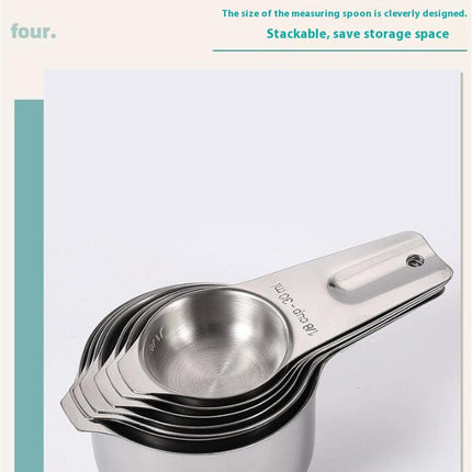 Stainless Steel Measuring Cups Set Stackable Heavy Duty Measuring Cups for Dry and Liquid Ingredients Tool