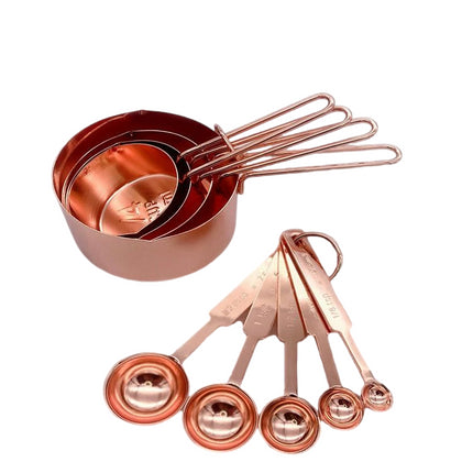 Measuring Cups and Spoons Set Stainless Steel Handle with Metric and US Measurements Polished Finish