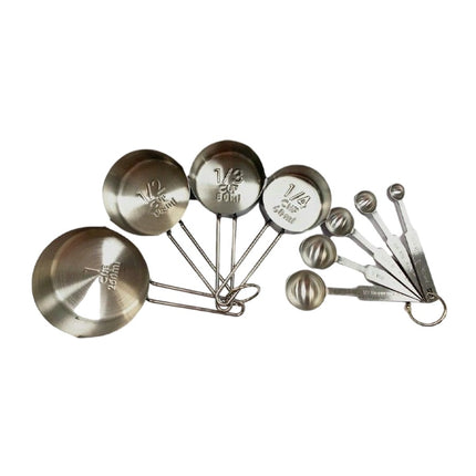 Measuring Cups and Spoons Set Stainless Steel Handle with Metric and US Measurements Polished Finish