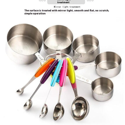 Measuring Cups and Spoons Set Stainless Steel Measuring Cups Measuring Spoons Sets with Silicone Handle