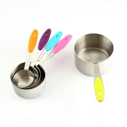 Measuring Cups and Spoons Set Stainless Steel Measuring Cups Measuring Spoons Sets with Silicone Handle