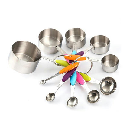 Measuring Cups and Spoons Set Stainless Steel Measuring Cups Measuring Spoons Sets with Silicone Handle