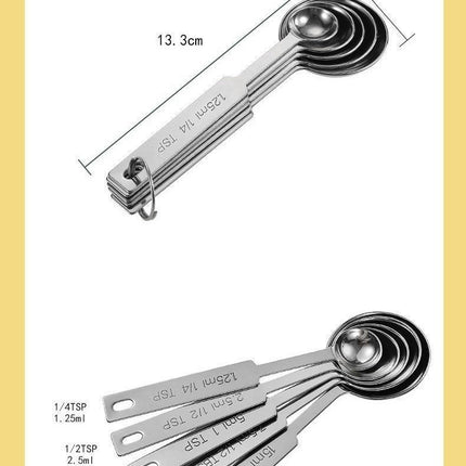 Metal Measuring Spoons Set - Baking Essentials Premium Stainless Steel Kitchen Gadgets with Measurements